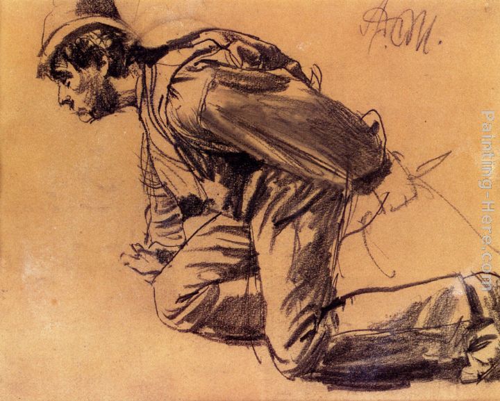 Study Of  A Laboror painting - Adolph von Menzel Study Of  A Laboror art painting